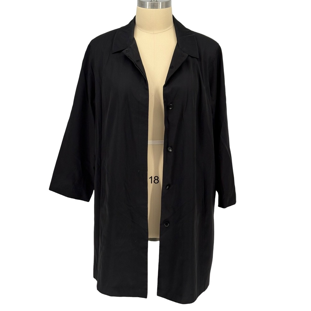 Jones New York Trench Coat Black Colorful Lining Plus Size 2X